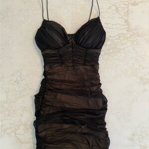 B Darlin Black Ruched Backless Bustier Dress